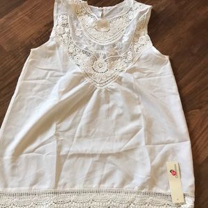 Cream Chiffon laced sleeveless blouse
